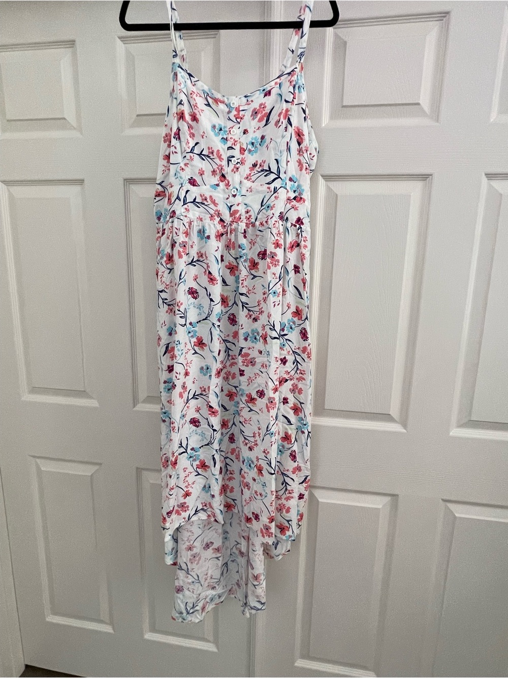 torrid White High-Low Floral Skirt with Pink & Blue Blooms